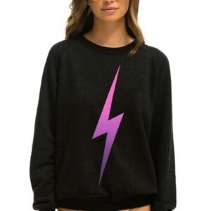 Aviator Nation Black Sweatshirt with Purple Lightning